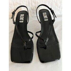 Silent D Thong Kitten Heel Sandals Black Size 36 EUC